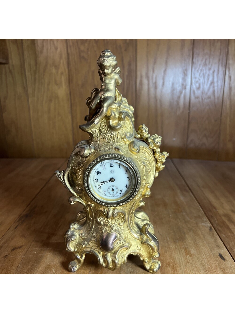 Antique Jennings MFG Co Gold Gilded Mantle Table Clock *AS IS*